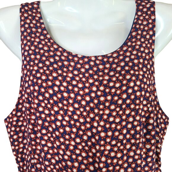I Love H81 Womens SM Sleeveless Apple Polka Dot Print Dress Blue Red Rayon Lined - Picture 2 of 12